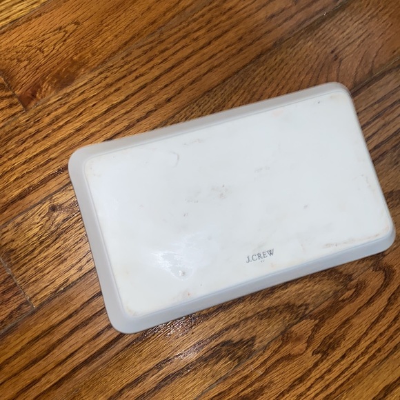 J Crew Ceramic Pink Flower Jewelry Tray Trinket Dish Pink Border Gold Tray - Picture 5 of 7